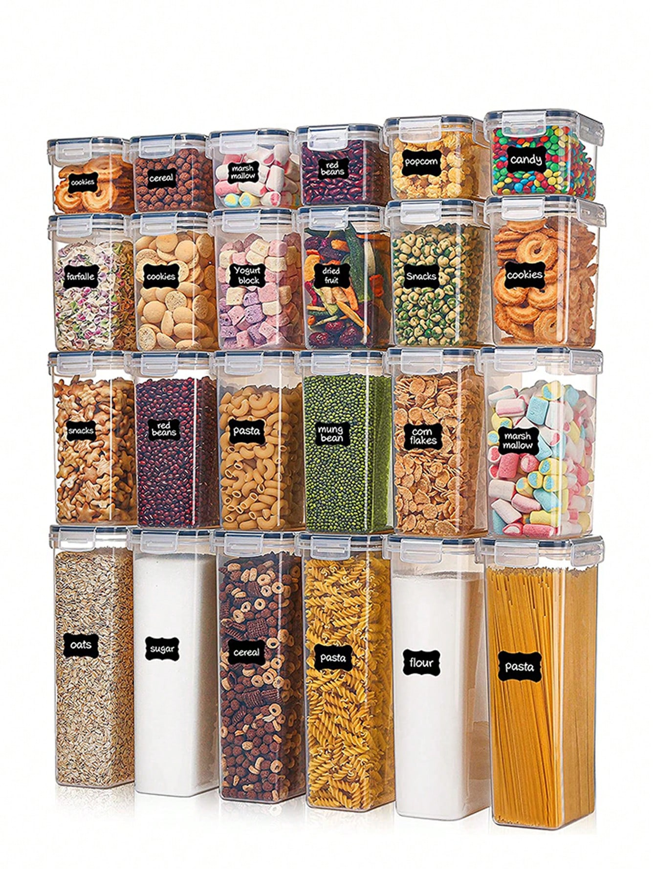 Food Storage Organization - 48 adet Hava Geçirmeyen Gıda Saklama