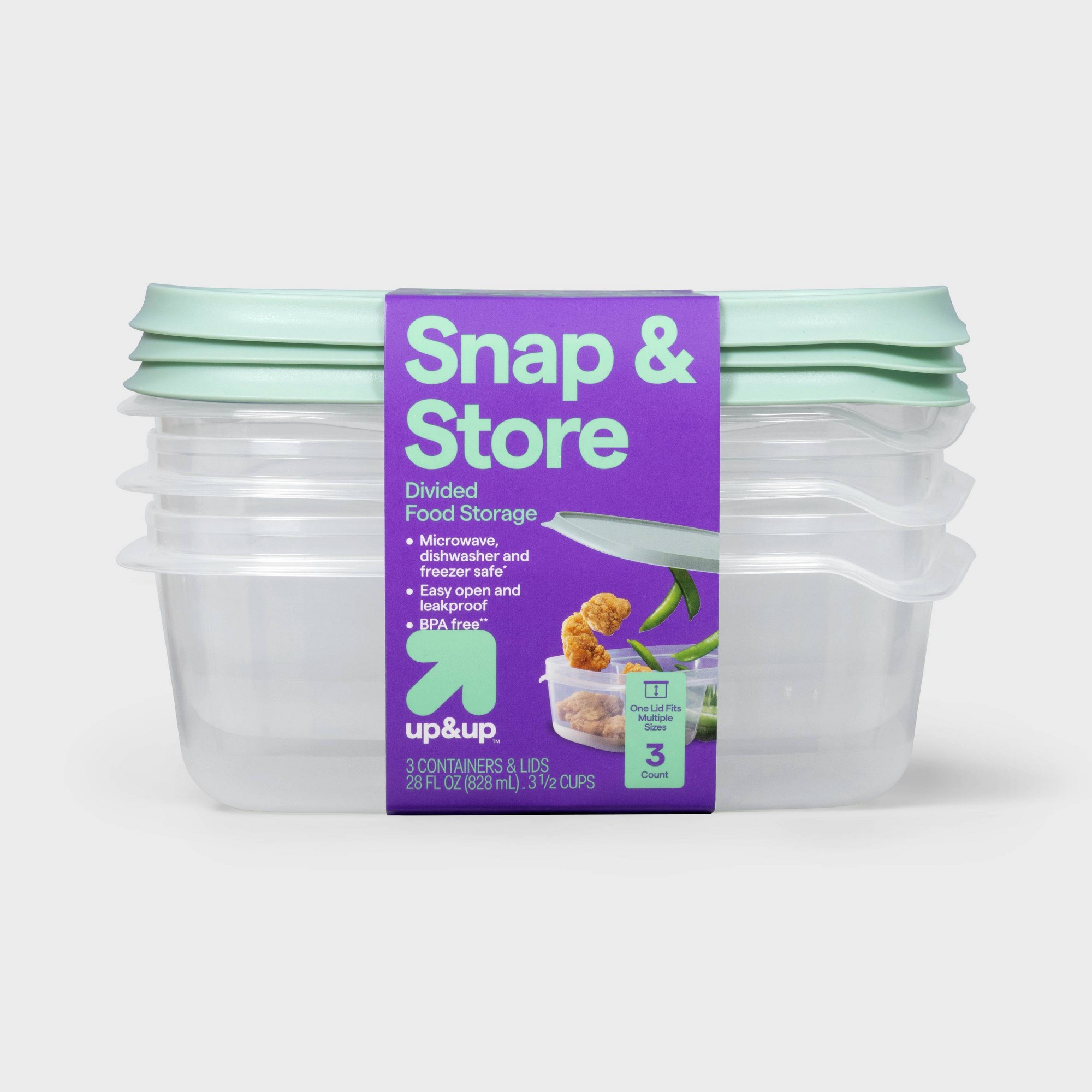 Food Storage Organization - 3 adet şeffaf plastik bölmeli dikdörtgen