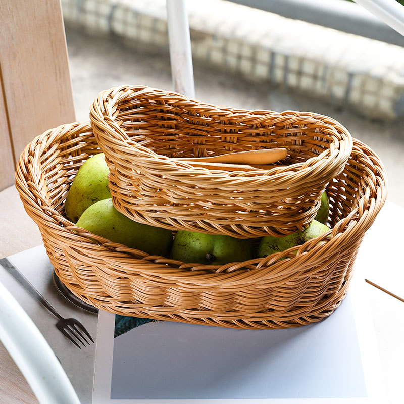 Food Storage In Plants - Oval Rattan dokuma depolama sepeti ekmek