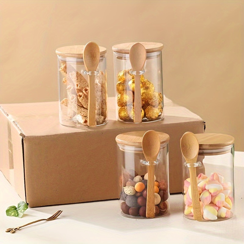 Food Storage Set Glass - 280 ml Şekerlik, Bisküvi Kavanozu, Mühürlü