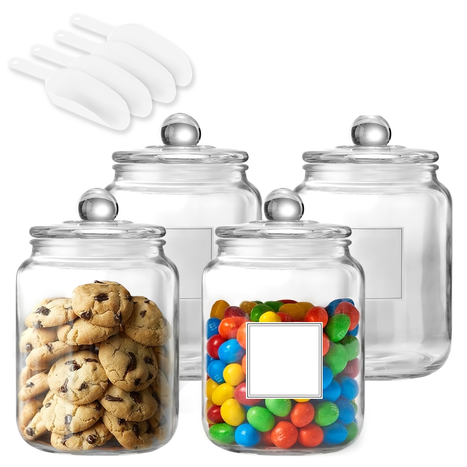 Xl Food Storage Containers With Lids - Yarım Galonluk Büyük Cam Kavanozlar, Kapaklı,